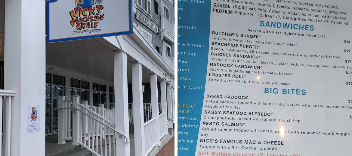 Nick's Beachside Grille Menu