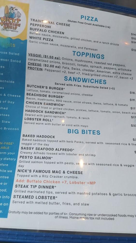 Nick's Beachside Grille Menu image 1